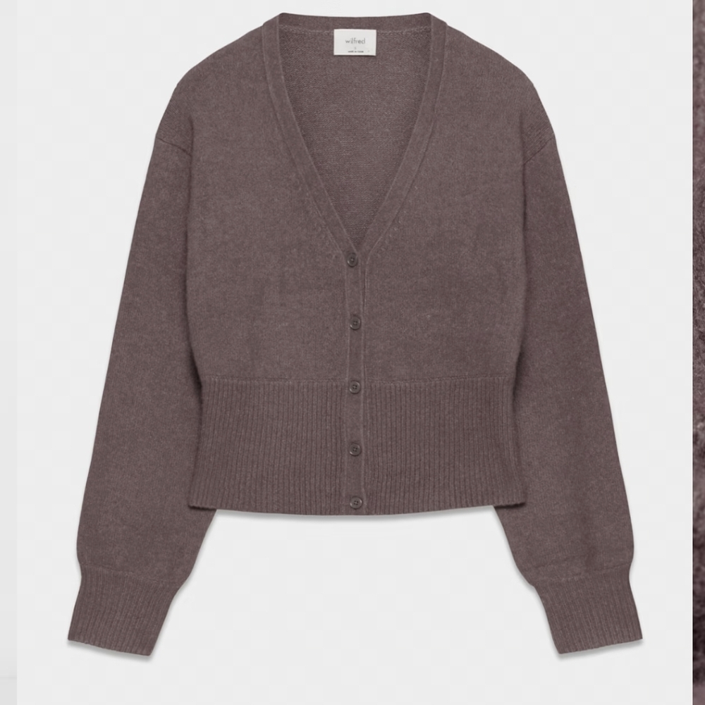 Aritzia Wilfred Camila Sweater Relaxed V Neck Cardigan In Mauve Size Small - Picture 1 of 6